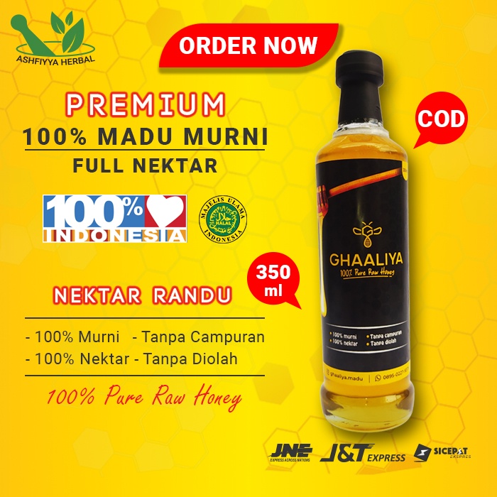

Madu Lebah Asli Murni 100% Madu Hutan Ghaaliya Nektar Randu Uray Sahela Odeng Multiflora 350ML