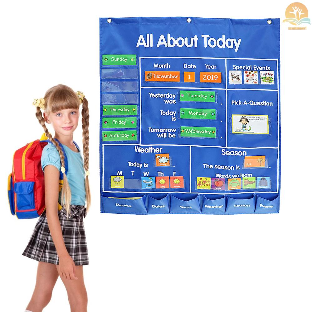 School Classroom Pocket Chart with Date Month Year Week Season Weather Event Cards Teacher Teaching Tool All about Today Activity Learning Resource