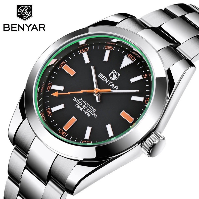 Jam Tangan Benyar Milgauss Original Silver Black Stainless Steel