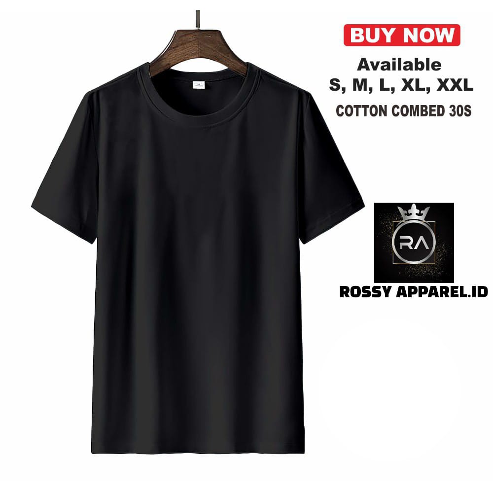 BAJU HITAM POLOS COTTON COMBET PRIA DAN WANITA