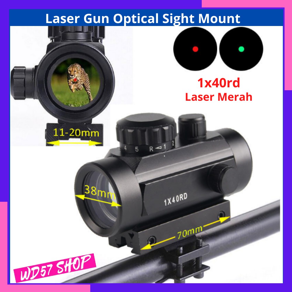 Bushnell Tactical Teropong Senapan Angin Laser LED Titik Merah Hijau Green Red Dot Gun Optical Sight