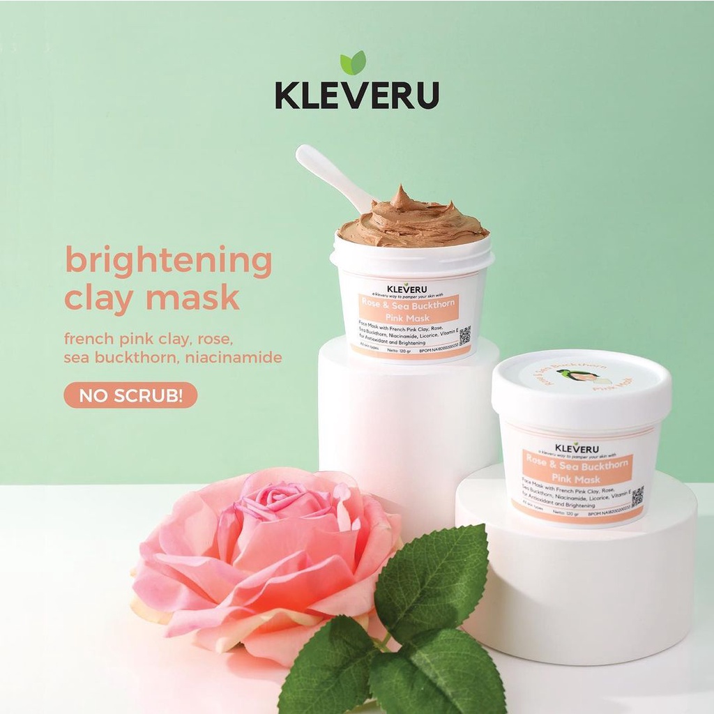 BPOM KLEVERU Rose and Sea Buckthorn Pink Mask - MASKER WAJAH ROSE KLEVERU