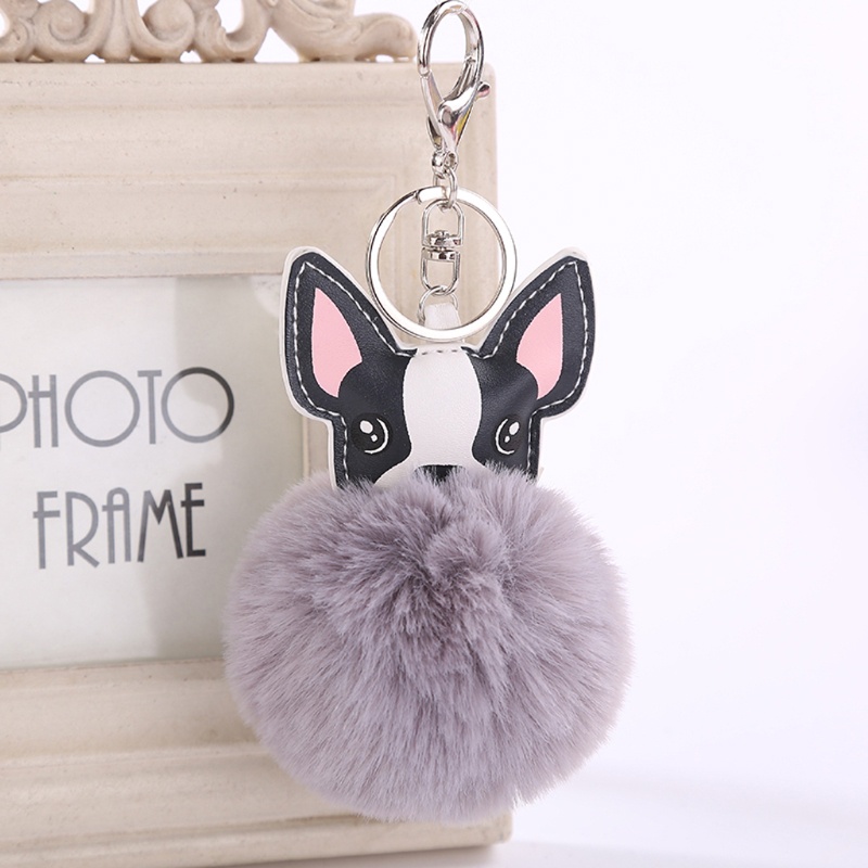 SIY  Fashion Cute Key Rings Dog Fur Key Chains Colorful Pendant Bag Decoration Alloy