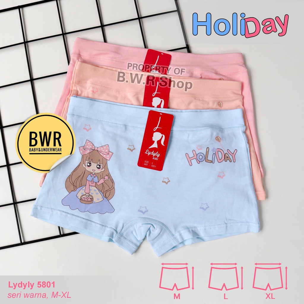 Cd Boxer LYDYLY 5801 Anak Remaja / Motif Holiday Celana Dalam Anak Perempuan 5801 / Bwr