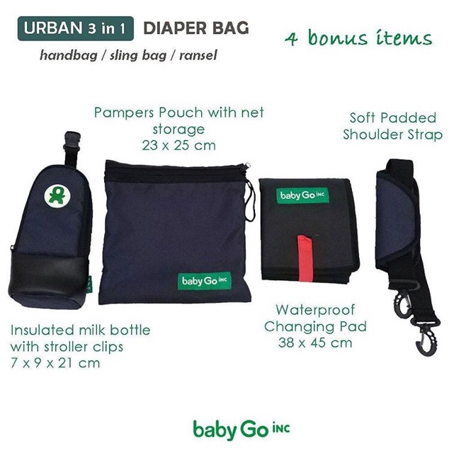 Babygoinc urban 3in1 diaper bag