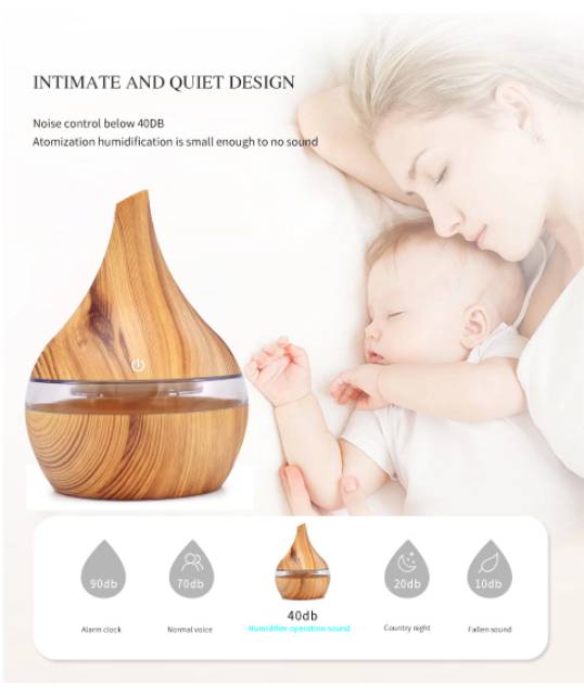 HUMIDIFIER PURIFIER DIFFUSER 300 ML PELEMBAB UDARA RUANGAN AROMATHERAPY ESSENTIAL OIL KBAYBO WOOD