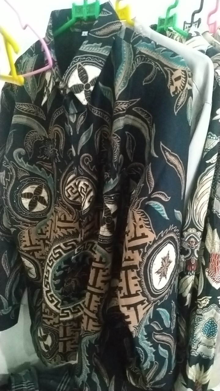 Kemeja Batik Pria Lengan Panjang Mahardika Navy Full Furing Baju Hem Atasan Premium Modern Katun