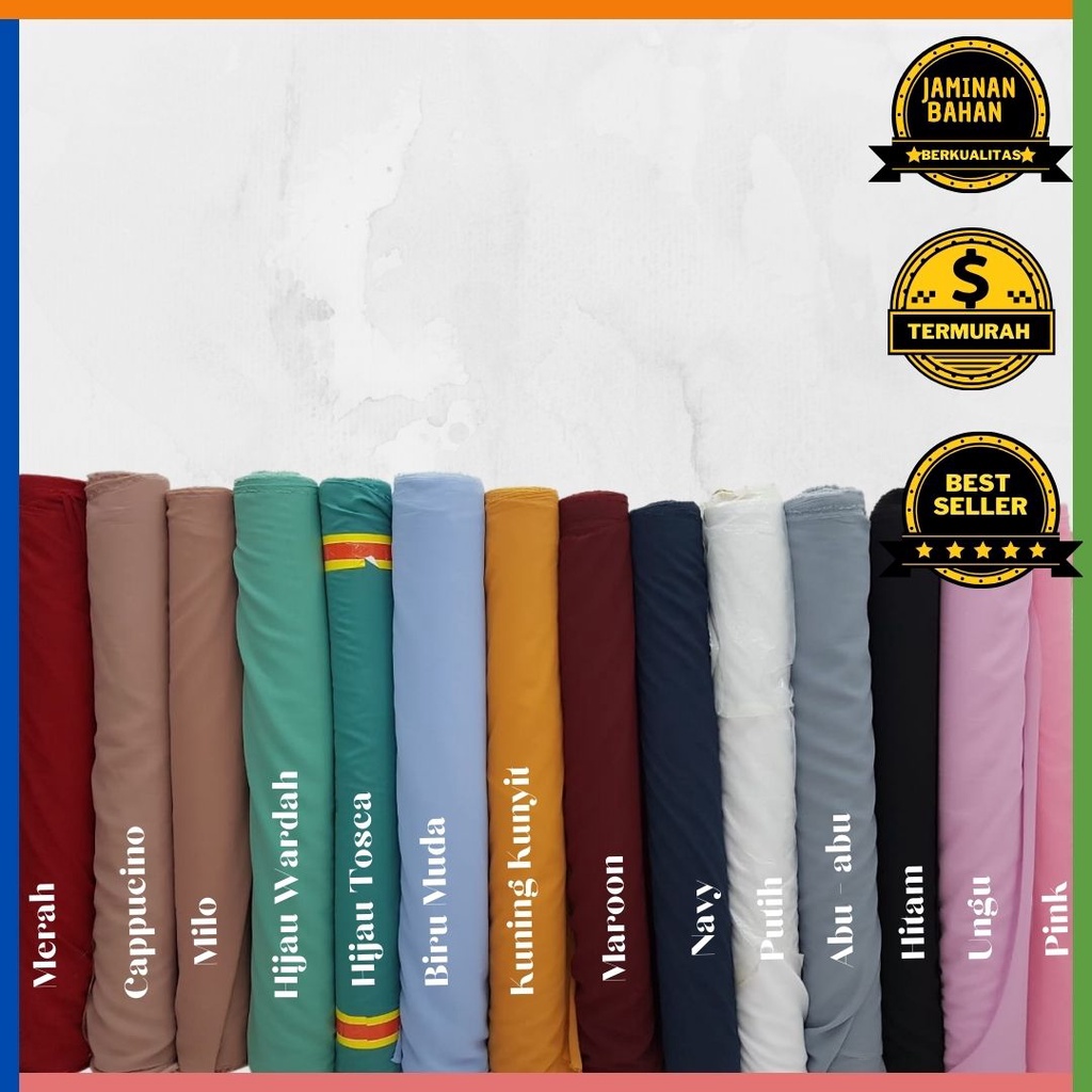 Kain Memora Kain Potton Pollycotton Double Chiffon Double Hycon Finne 44 Bellasquare Berbagai Warna 