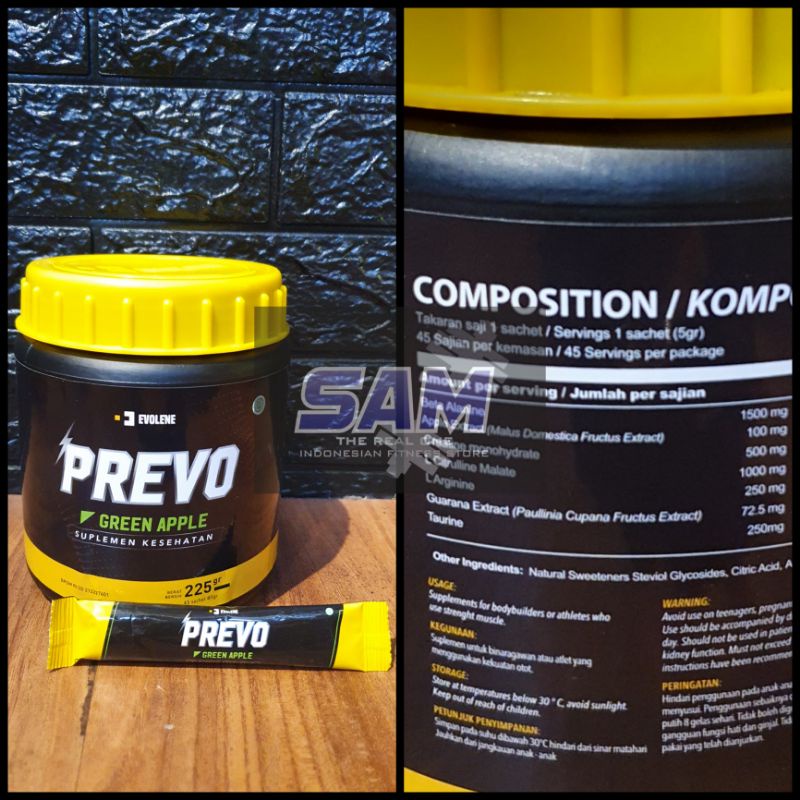 Suplemen Fitness Eceran Repack EVOLENE Prevo 1 sachet Malang Pre Workout Creatine