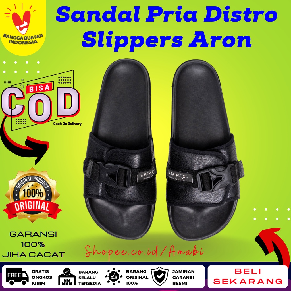 Sandal Pria Sandal Slippers Selop Pria Wanita Sandal Distro Aron Slippers Terbaru