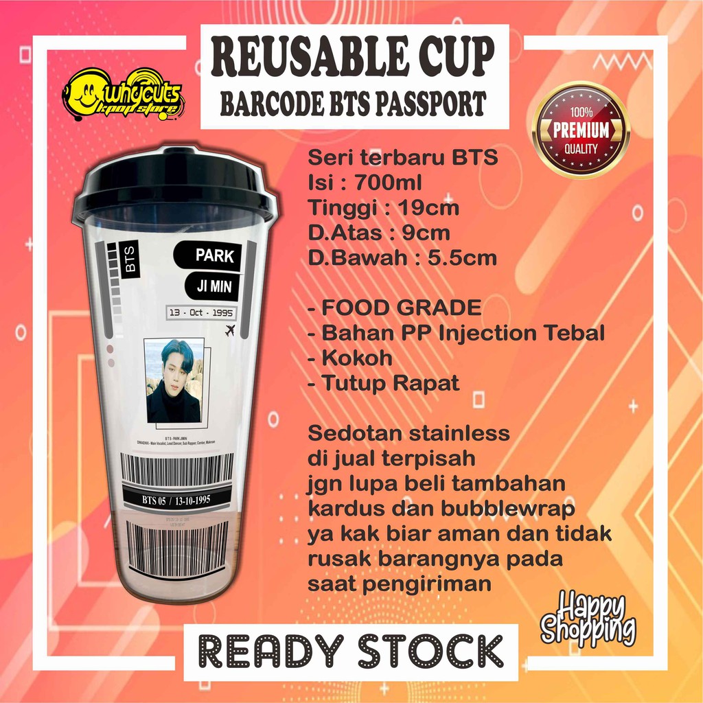 [ MHN BACA DESKRIPSI PRODUK ] Reusable Cup BTS VERSI PASSPORT WINTER (READY STOK)