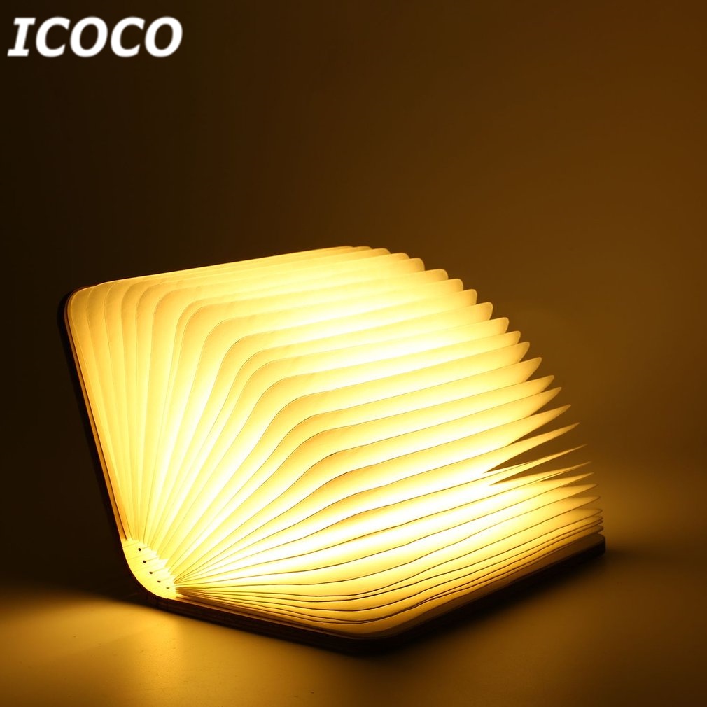 ICOCO Lampu LED USB Magnetic Foldable Wooden Book Lamp Night Light - ZM1340801