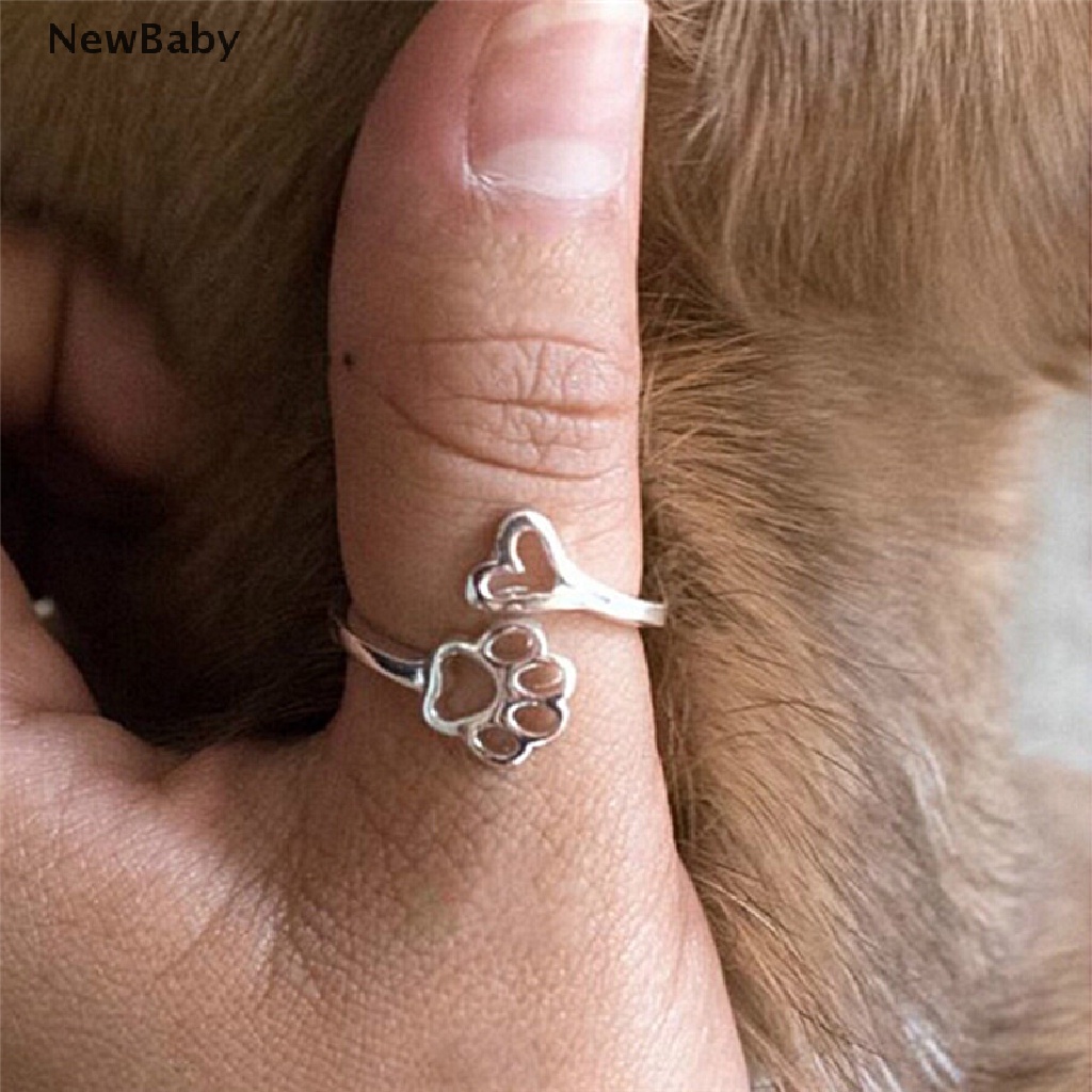 New Cincin Adjustable Motif Telapak Kaki Anjingtulisan Baby Always By My Heart Untuk Wanita