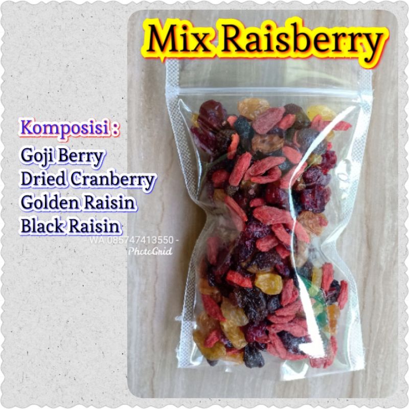 

250gr Cemilan Sehat Mix Buah kering Mix Raisberry | Raisin dried berry | Mix Fruit gojiberry Murah Sehat