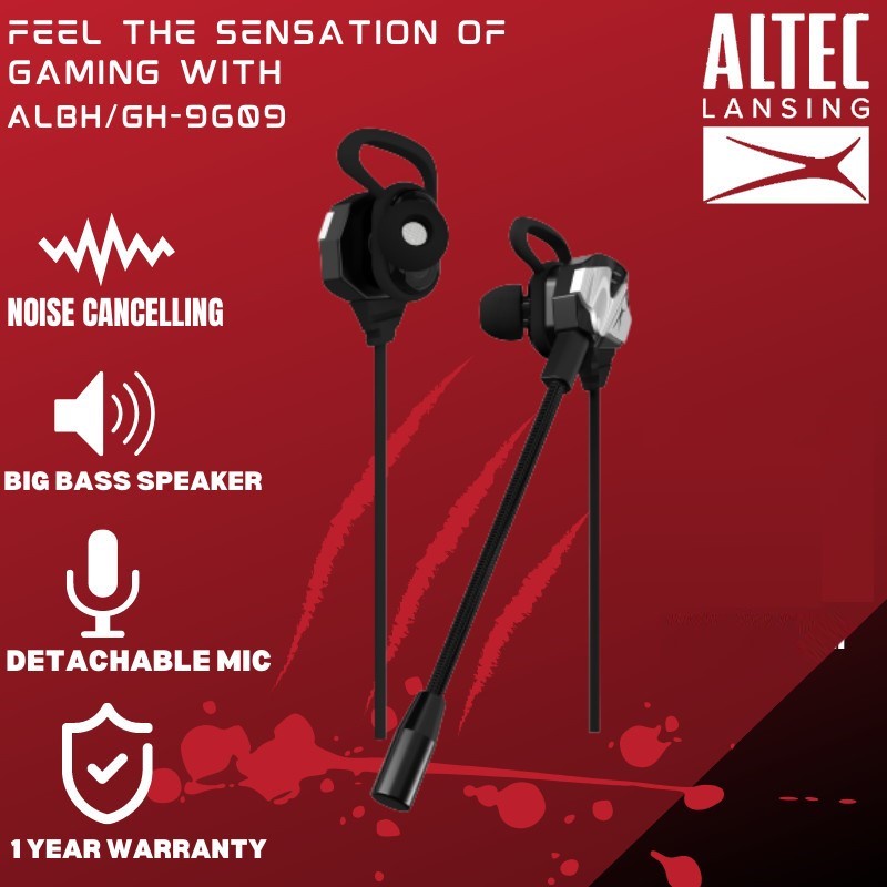 Altec Lansing Gaming Earphone ALBH/GH-9609 Noise Cancelling Mic|IN-EAR