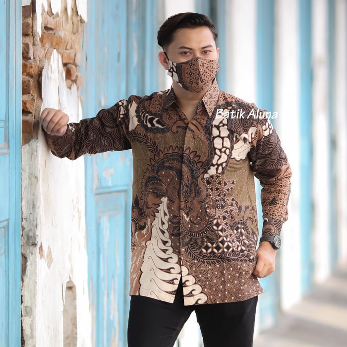 Baju Batik Pria Lengan Panjang Slim Modern Batik Keluarga Premium Furing Lembut Dan Adem HRB026 Motif Keratonan Kode 002 Size S M L XL XXL XXXL Reguler Batik Kantoran Atasan Kemeja Batik Pria Lengan Panjang Premium Jumbo Batik Cowok Modern Slimfit PCW067-2
