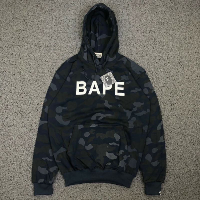 HOODIE A BAHTING APE BAPE BIG LOGO CAMO BIRU TUA AUTHENTIC ORIGINAL