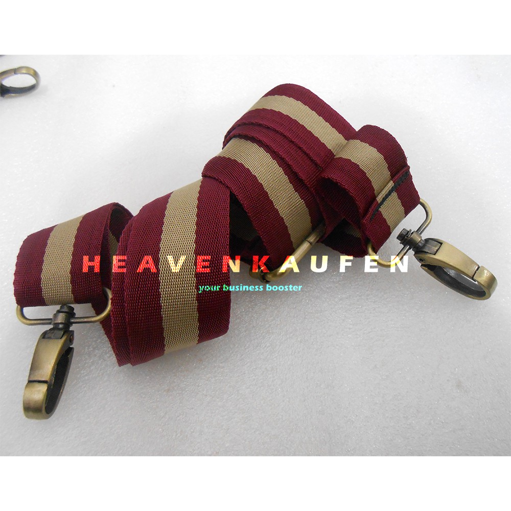 Strap Tas / Tali Selempang Tas Unisex Merah Hati Maroon Strip Cream Lebar 3,8 cm Kait Besi ATG