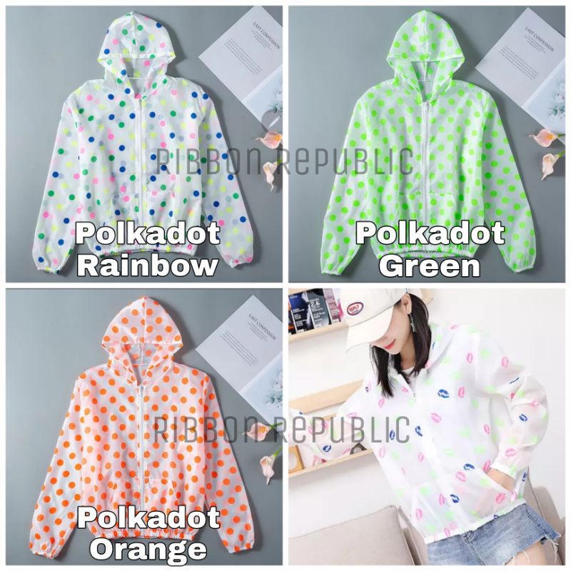 Jaket Wanita Trend Korea Anti UV Parasut Semi Transparan Woman Summer Sport Olahraga Casual Jacket-5