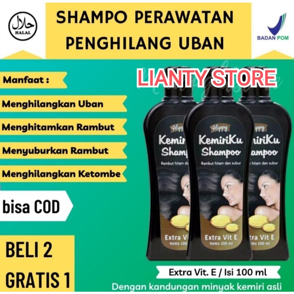 Paket Hemat Happy Kemiriku Shampoo Penghilang Uban VIRAL