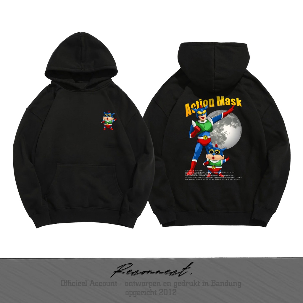 Reconnect Sweater Pullover Hoodie Crayon Shinchan - Shinchan Action Kamen Mask