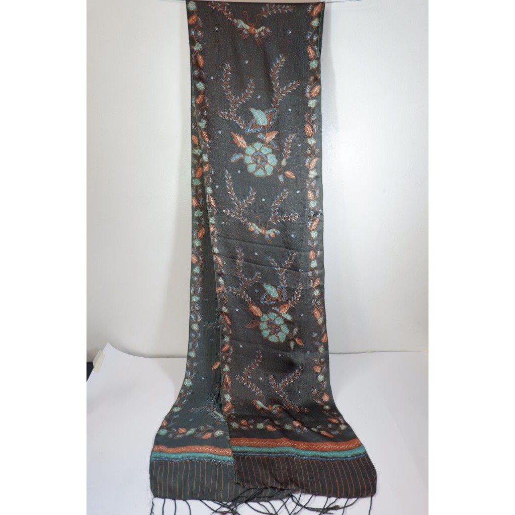 TERMURAH! Long Scarf Batik Sutra Tulis Premium 2M | syal batik shawl batik scarf sutra batik tulis
