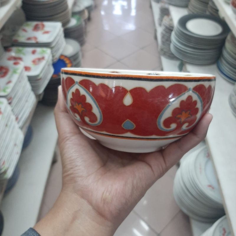 MAROKO BOWL MANGKOK MANGKUK KERAMIK SANGO MOTIF MAROCO KOLEKSI DEKOR CANTIK HIAS PAJANGAN MERAH