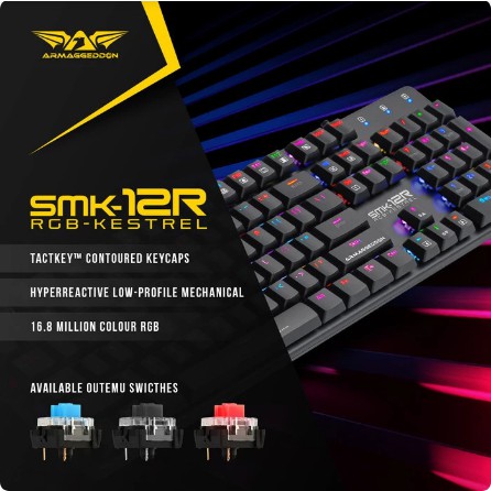 Keyboard Gaming Armaggeddon SMK-12R RGB KESTREL - SMK12R KESTREL - Bla - Merah