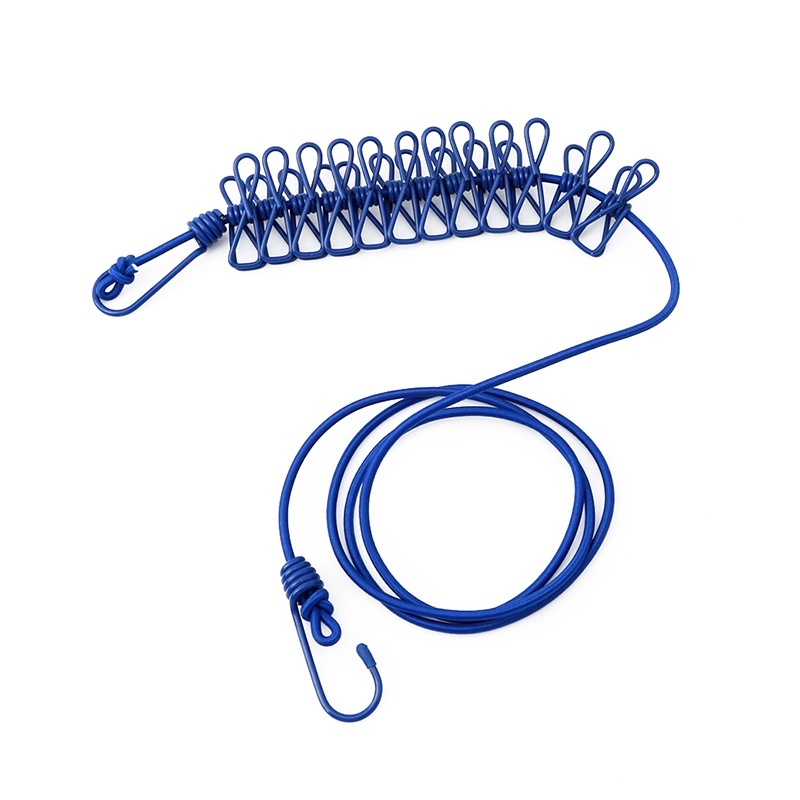 Tali Jemuran Portable Dengan 12Pcs Klip Jepit 4 Warna Untuk Outdoortravel