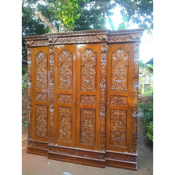 almari pakaian ukir gebyok jawa kayu jati modern klasik murah furniture mebel jepara