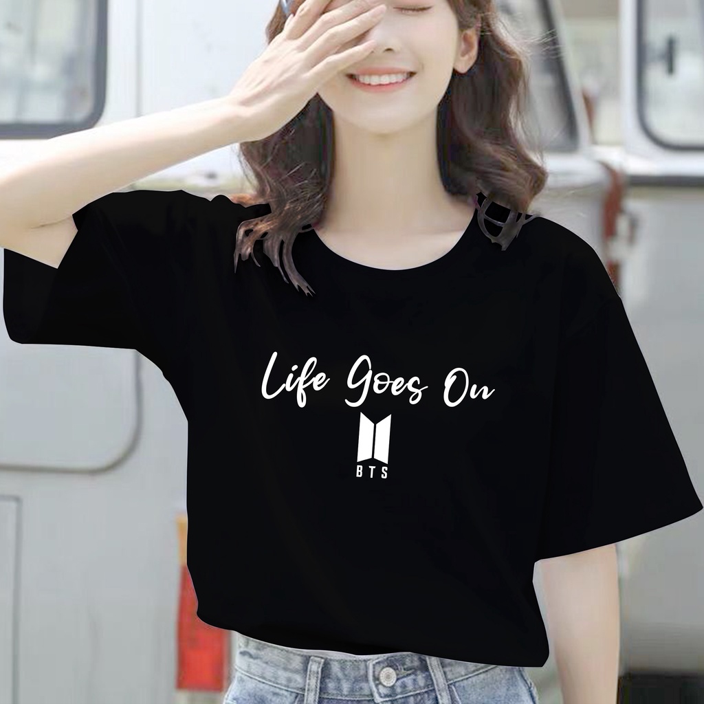 CALVIERO SHOP - BAJU KAOS ATASAN WANITA PRINT LIFE GOES ON ONLY