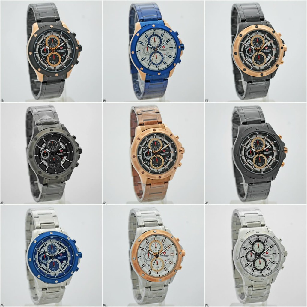 Jam Tangan Pria Commando 6009M Chrono Aktif Original Stainless Steel