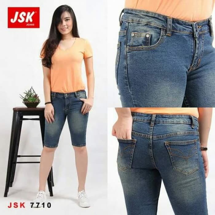 Promo Celana Pendek 3/4 Polos Jeans Wanita JSK 4 Varian Warna