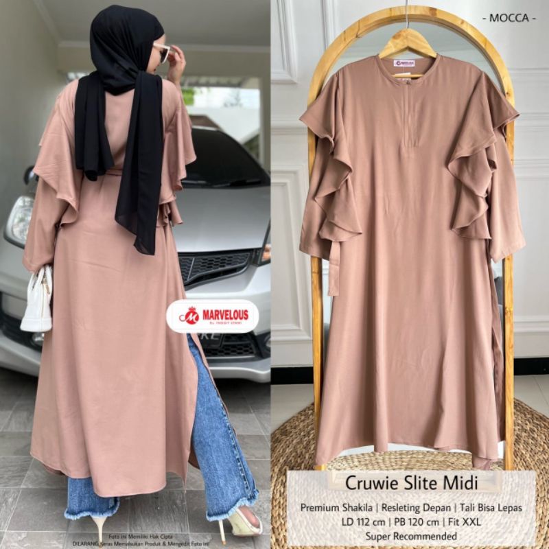 CRUWIE SLITE MIDI BY MARVELOUS (MIDI DRESS MUSLIMAH) Dress wanita rekomended