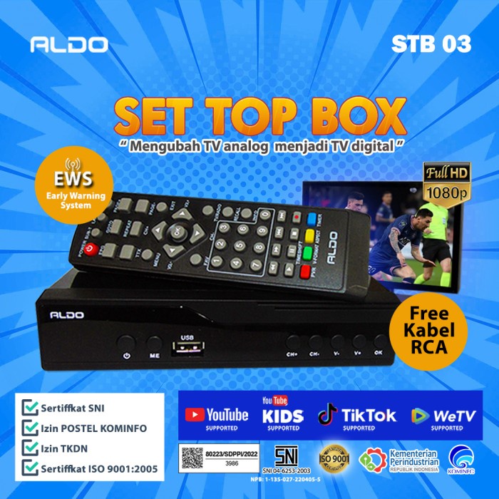 Aldo Set Top Box DVB T2 STB 03 TV Digital Murahhh