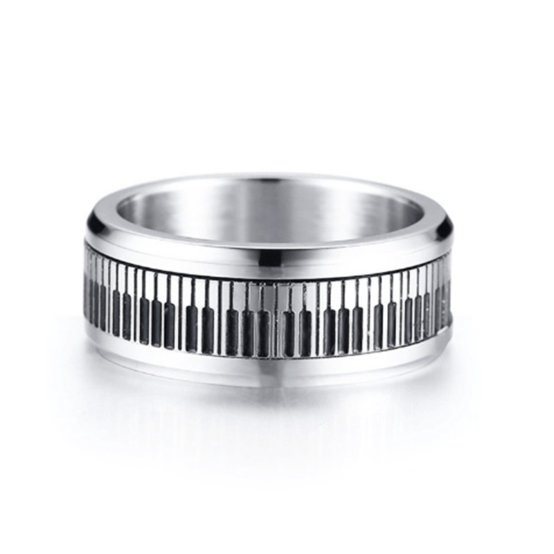 Cincin Desain Piano Bahan Stainless Steel Ukuran 7-14 Untuk Pria