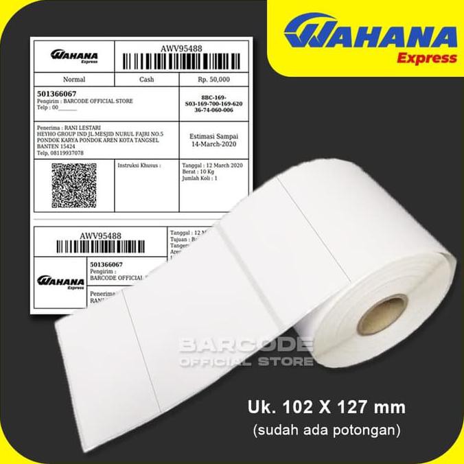 

Favorit] Label Barcode Resi Wahana Semi Coated 102X127Mm 1Line 500Pcs Core 1