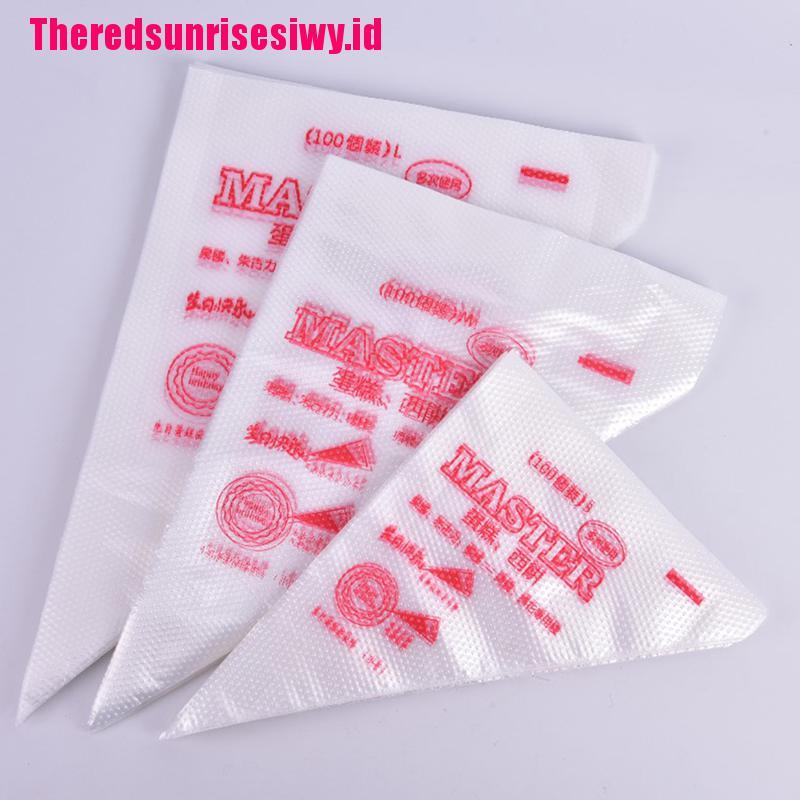 100pcs Kantong Plastik Piping Sekali Pakai Ukuran S / M / L Untuk Dekorasi Kue
