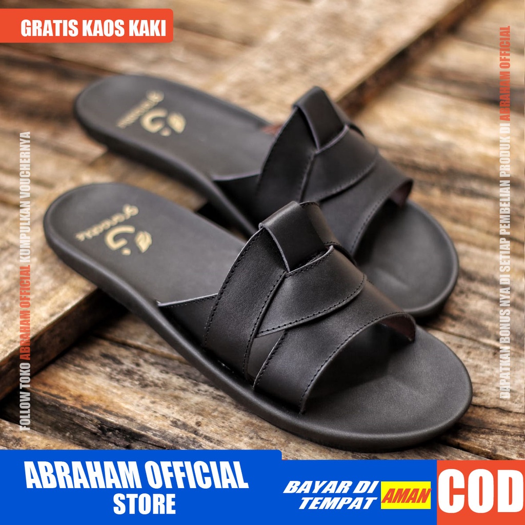 ABRHM x XPER Sandal Sendal Slide Pria Kulit Asli