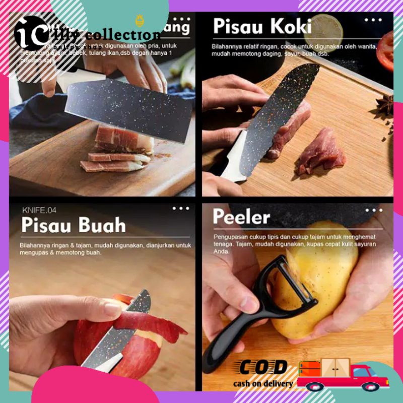 Pisau Set Dapur Isi 5 Pcs + Peeler