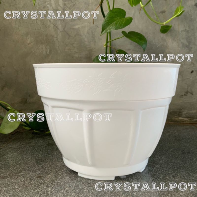 pot bunga tanaman oke putih 25cm - 888