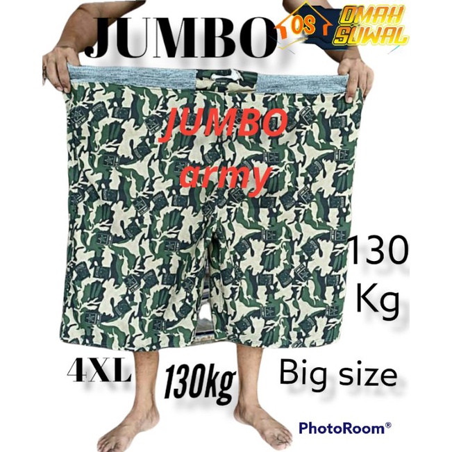 CELANA PENDEK ARMY JUMBO CELANA PENDEK ARMY PRIA CELANA PENDEK LORENG XXXL 130KG