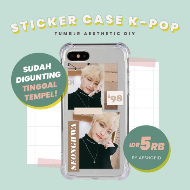 DIY sticker case Ateez set stiker hp kpop tumblr aesthetic wooyoung yunho jongho seonghwa yeosang