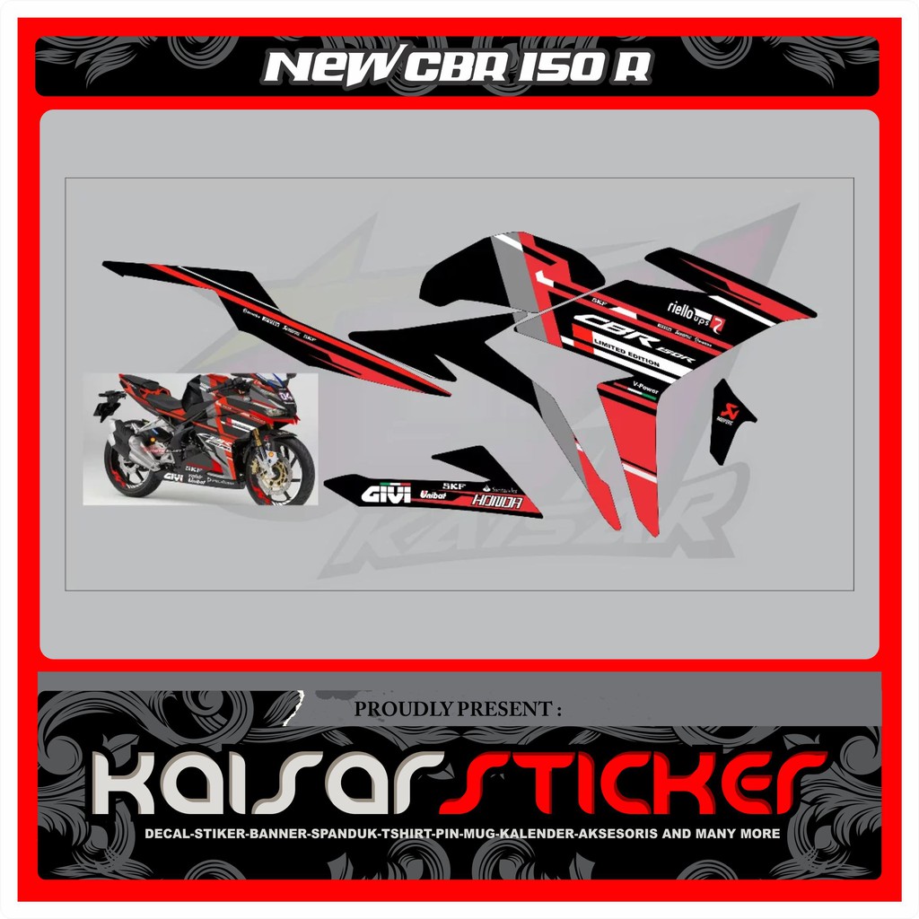 DECAL STIKER CBR 150R FACELIFT RACE BLACK