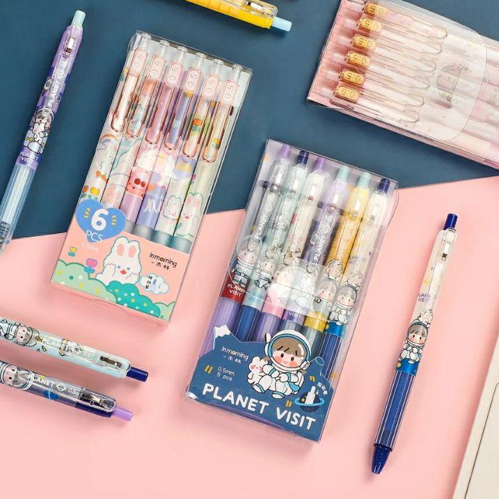 

● MYUME.STORE || 6 PCS/BOX PENA GEL SET LUCU Pulpen Gel Mekanik Black Ink 0.5mm Fine Point Cute Cartoon Bear Manual Gel Pens マ