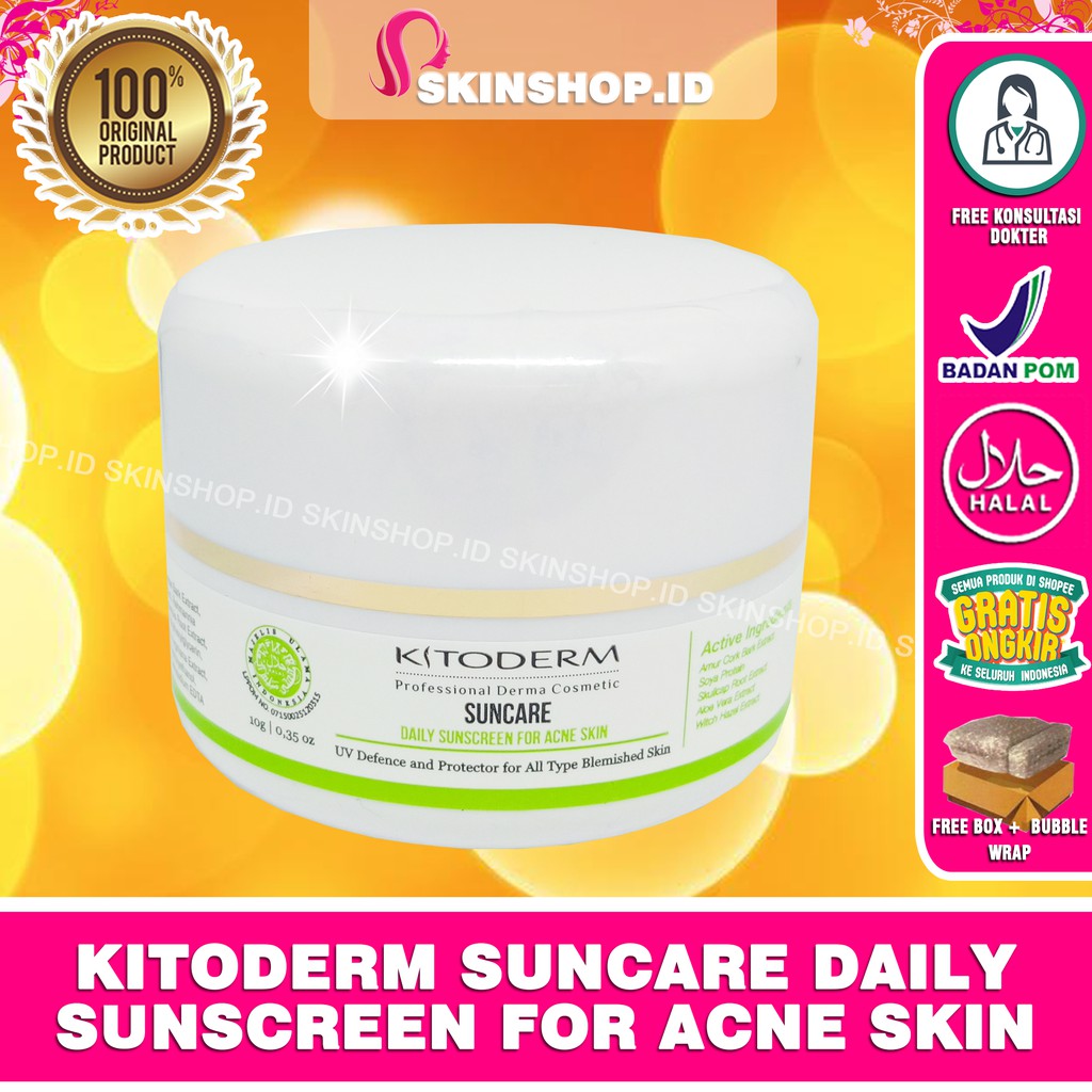 Kitoderm Suncare Daily Sunscreen for Acne Skin 10gr Original / Tabir Surya Jerawat Cream BPOM Aman