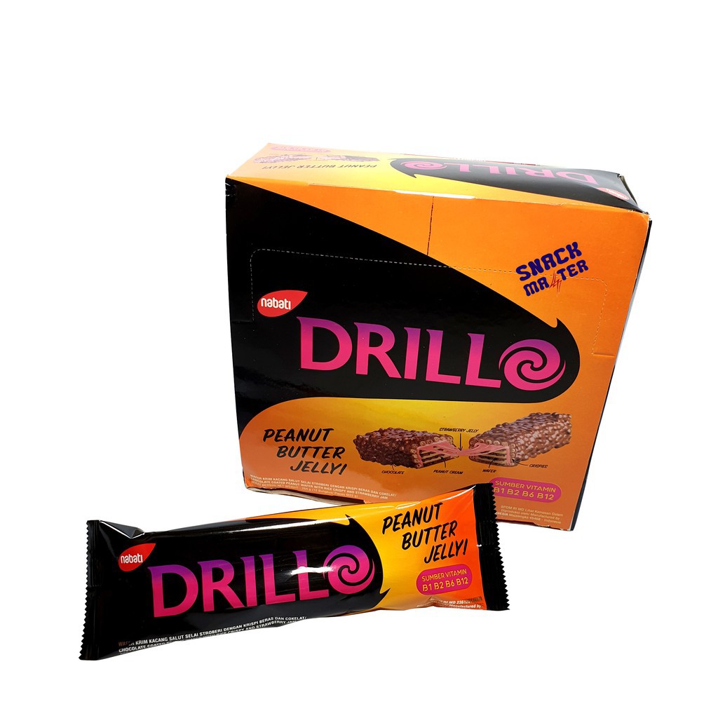 Nabati Drillo Peanut Butter Jelly 12pcs / Wafer coklat | Shopee ...