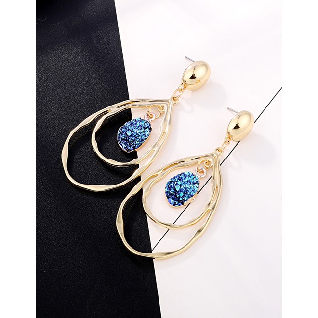 LRC Anting Tusuk Fashion Gold Alloy Hollow Multi-layer Irregular Earrings F62906