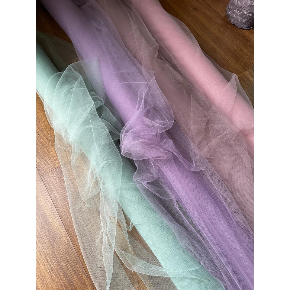 Kain Soft Tile Tulle Halus Polos Warna Ungu Taro Dusty Purple