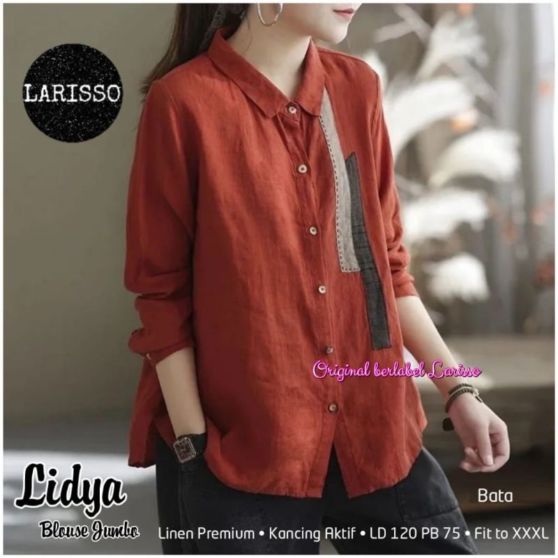Kemeja cewek jumbo linen / Lidya kemeja blouse